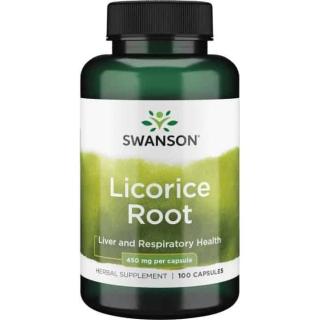 SWANSON Licorice Root (Wsparcie wątroby, Układu oddechowego i trawienia) 100 Kapsułek