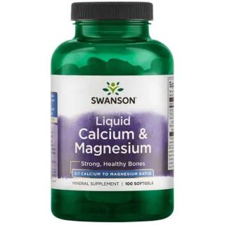 SWANSON Liquid Calcium  Magnesium (Wapń i Magnez) 100 Kapsułek żelowych