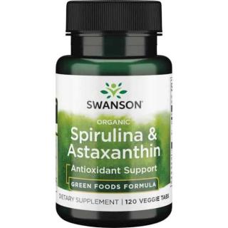 SWANSON Organic Spirulina  Astaxanthin (Spirulina, Astaksantyna) 120 Tabletek wegańskich