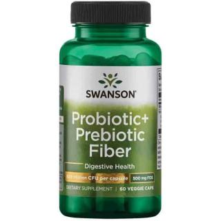 SWANSON Probiotic+ Prebiotic Fiber (Zdrowie układu pokarmowego) 60 Kapsułek wegetariańskich