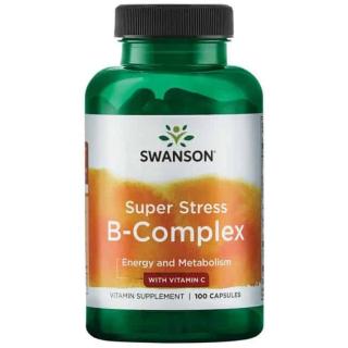 SWANSON Super Stress B-Complex with Vitamin C (Obniża stres) 100 Kapsułek