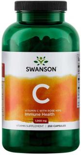 SWANSON Vitamin C with Rose Hips Extract (Witamina C z ekstraktem z dzikiej róży) 1000mg 250 Kapsułek