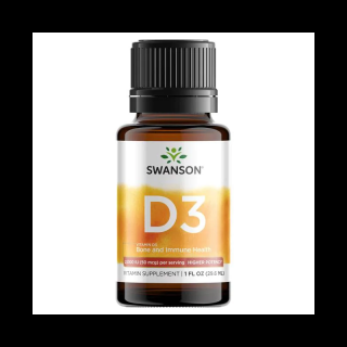 SWANSON Vitamin D3 (Witamina D3) Krople 400 IU (50 mcg) - 29.6 ml
