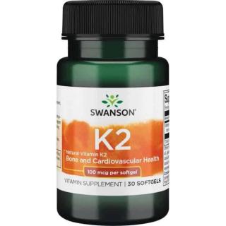 SWANSON Vitamin K-2 100mcg (Witamina K2) 30 Kapsułek żelowych