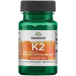 SWANSON Vitamin K-2 50mcg (Witamina K2) 30 Kapsułek żelowych