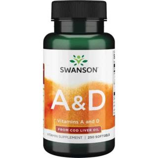 SWANSON Vitamins A  D (Witamina A i D) 250 Kapsułek żelowych