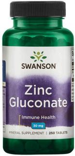 SWANSON Zinc Gluconate (Cynk Glukonian) 30mg - 250 tabletek