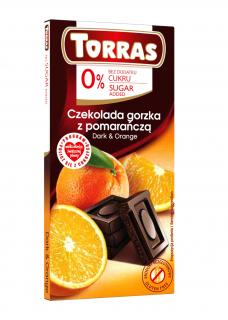Torras czekolada gorzka z pomarańczą bez dodatku cukrów bezglutenowa 75 g