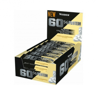 WEIDER 60% Protein Bar (Baton Proteinowy) 24 sztuki Wanilia Karmel