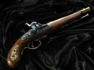 CZARNOPROCHOWY OZDOBNY PISTOLET KA PISZONOWY FRANCUSKI 1872r. (1014/L)