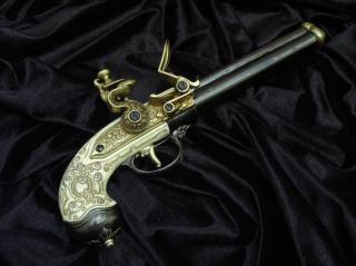WŁOSKI TRZYLUFOWY PISTOLET SKAŁKOWY 1680r. (1016-L)