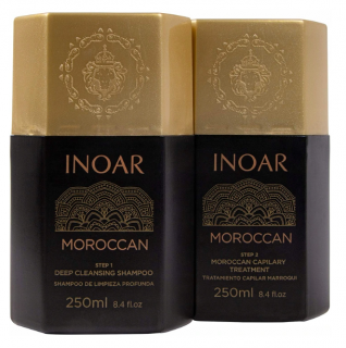 Zestaw INOAR szampon oczyszczający 250ml + INOAR keratyna do prostowania włosów 250ml