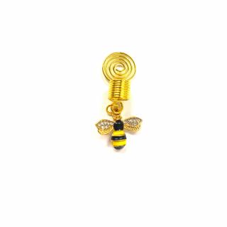 Złote cieńkie spiralki z zawieszką pszczólki (5szt)