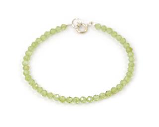 Bransoletka z Oliwinów (Peridot, Chryzolit), kulki fasetowane 4mm