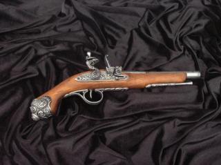 CIEKAWY ARTYSTYCZNY PISTOLET SKAŁKOWY Z XVIII w. (1077/G)