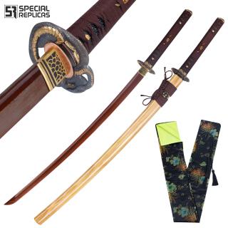 MIECZ SAMURAJSKI KATANA DO TRENINGU, STAL WARSTWOWANA DAMASCEŃSKA, RĘCZNIE KUTA, R339