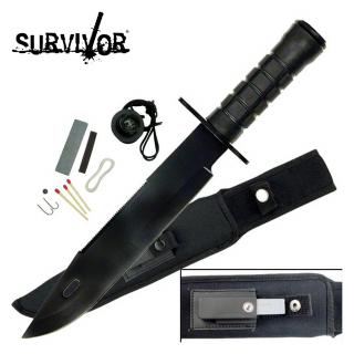 NÓŻ Z ZESTAWEM SURVIVAL 7W1 OSTRZE STAŁE HK-2236B