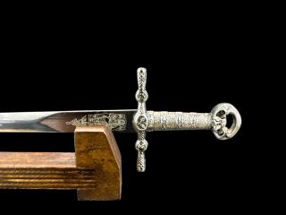 NOŻYK DO LISTÓW MINIATURKA HISTORYCZNY MIECZ KRZYŻOWCÓW ZE STALI TOLEDAŃSKIEJ (12)