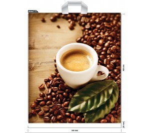 Reklamówka ucho ldpe COFFEE rozmiar 40x45cm op. 50sztuk