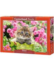 Puzzle 500 elementów - Kociak w kwiecistym ogrodzie >> SZYBKA WYSYŁKA!