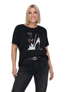 CARMAKOMA MODNY CZARNY T-SHIRT NADRUK O699