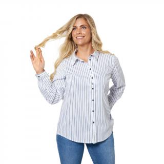 SHIRTMAKER BIAŁA KOSZULA NIEBIESKIE PASKI S265