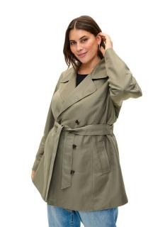 ZIZZI KRÓTKI PŁASZCZ TRENCH KURTKA PLUS SIZE ZIELEŃ 322A