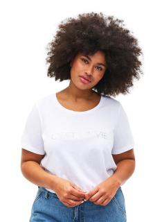 ZIZZI MODNY BIAŁY T-SHIRT NAPIS 252F