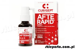 Curasept Afte Rapid+ spray 15 ml - spray na afty Idealnie nadaje się do leczenia celowanego zmian znajdujących się w trudno dostępnych miejscach.
