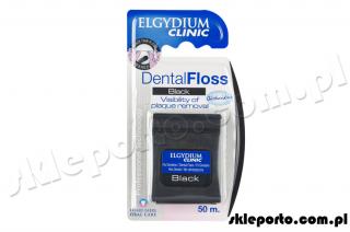 Elgydium Clinic DentalFloss Black - 50 m nić dentystyczna + chlorheksydyna Czarna nitka z chlorhexidine