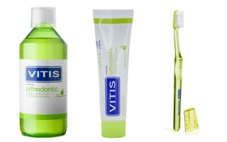 Vitis zestaw ortodontyczny - płyn pasta szczoteczka ortodontyczna higiena w trakcie leczenia ortodontycznego