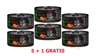 Alpha Spirit WOŁOWINA Z MELONEM 5 X 150 g + 1 GRATIS - bezzbożowa mokra karma dla psów wszystkich ras