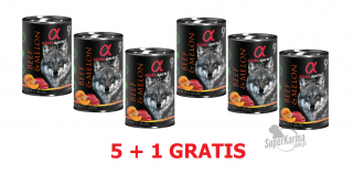 Alpha Spirit WOŁOWINA Z MELONEM 5 X 400 g + 1 GRATIS - bezzbożowa mokra karma dla psów wszystkich ras