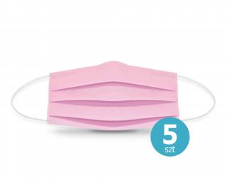 Dwuwarstwowa maseczka ochronna na twarz z noskiem różowa - 5 szt.