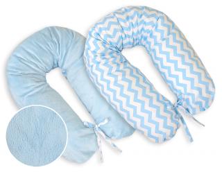Poduszka dla kobiet w ciąży, ciążowa, do spania i karmienia - Minky chevron niebieski