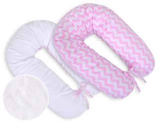 Poduszka dla kobiet w ciąży, ciążowa, do spania i karmienia - Minky chevron różowy