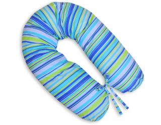 Poduszka dla kobiet w ciąży, ciążowa, do spania i karmienia - Paseczki niebiesko-zielone
