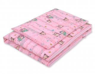 Pościel dla niemowląt 2-częściowa bawełniana 120x90 cm - sówki różowo-miętowe/różowy