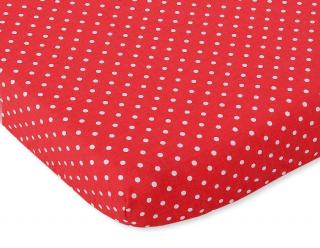 Prześcieradło bawełna BOBONO (tkanina) 140x70cm- czerwone w białe kropki