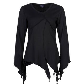 Bluzka Pixie Czarna z Długimi Rękawami i Spiczastym Wykończeniem L/XL