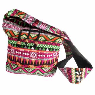 Duża Torba Bawełniana Hippie Boho Różowy Wzór Cross Body