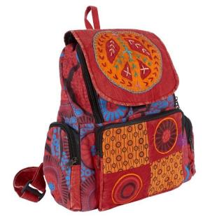 Duży Plecak Kolorowy PACYFA Czerwony Hippie