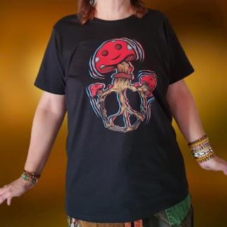 Koszulka Bawełniana Czarna Mushroom Goa Style XXL