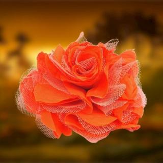 Kwiat Broszka Spinka Orange z Tiulem od Hippie Shop