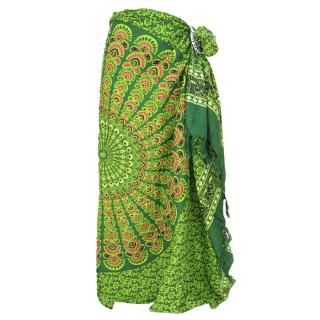 Sarong Klim Pareo Spódnica Kopertowa Mandala Zielono Pomarańczowa