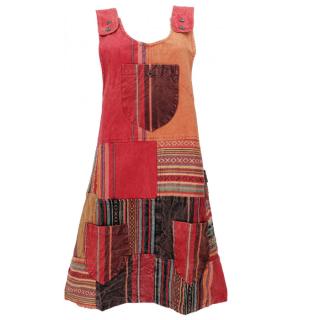 Spódnica Ogrodniczka Boho Hippie Patchwork Sukienka Pomarańcza XL