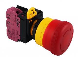 Przycisk bezpieczeństwa E-Stop. 1NC, podświetlany LED 24 VAC/DC czerwony, YW1L-V4E01Q4R