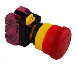 Przycisk bezpieczeństwa E-Stop. 2NC, podświetlany LED 24 VAC/DC czerwony, YW1L-V4E02Q4R