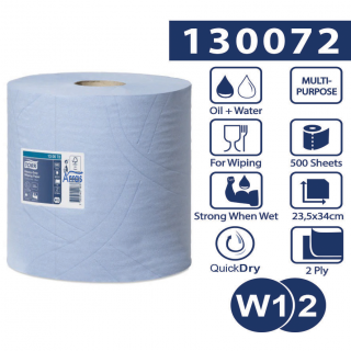 Tork W1/W2 Czyściwo papierowe w roli 170m/23,5cm 2-warstwowe Niebieskie Premium ze wzorem