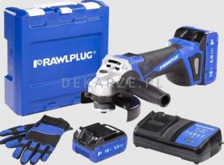 Szlifierka kątowa 18V 125 mm 2 akumulatory 5,0 Ah ładowarka 6,5 A walizka RawlCase Rawlplug R-PAG18-XL2
